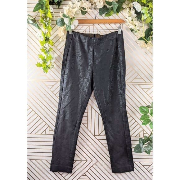 Anthropologie Women's The Essential Skinny Pant Black Textured Embossed Size 8 - Picture 1 of 7